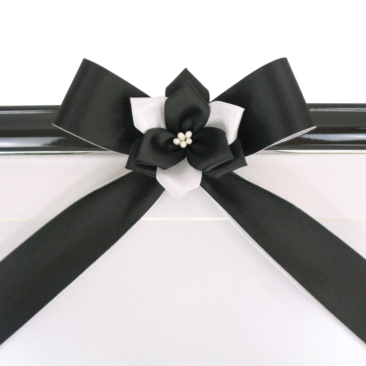 遺影 肖像 額縁用リボン バラリボン アップ ブラック