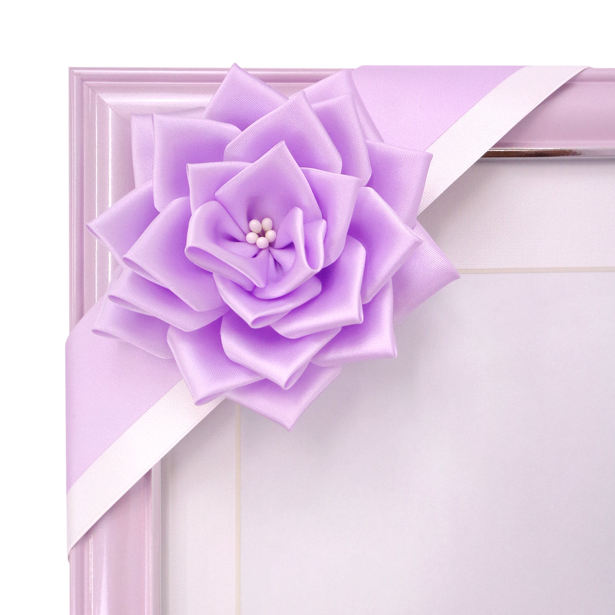 遺影 肖像 額縁用リボン 6段バラリボン アップ ライトパープル