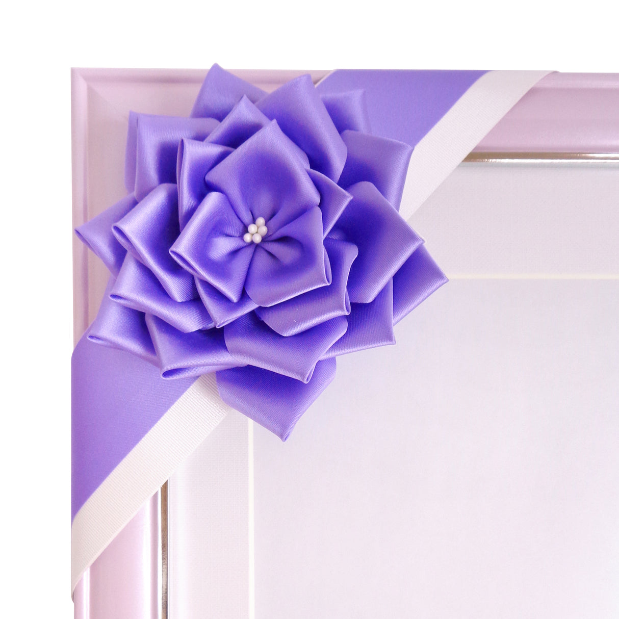 遺影 肖像 額縁用リボン 6段バラリボン アップ パープル