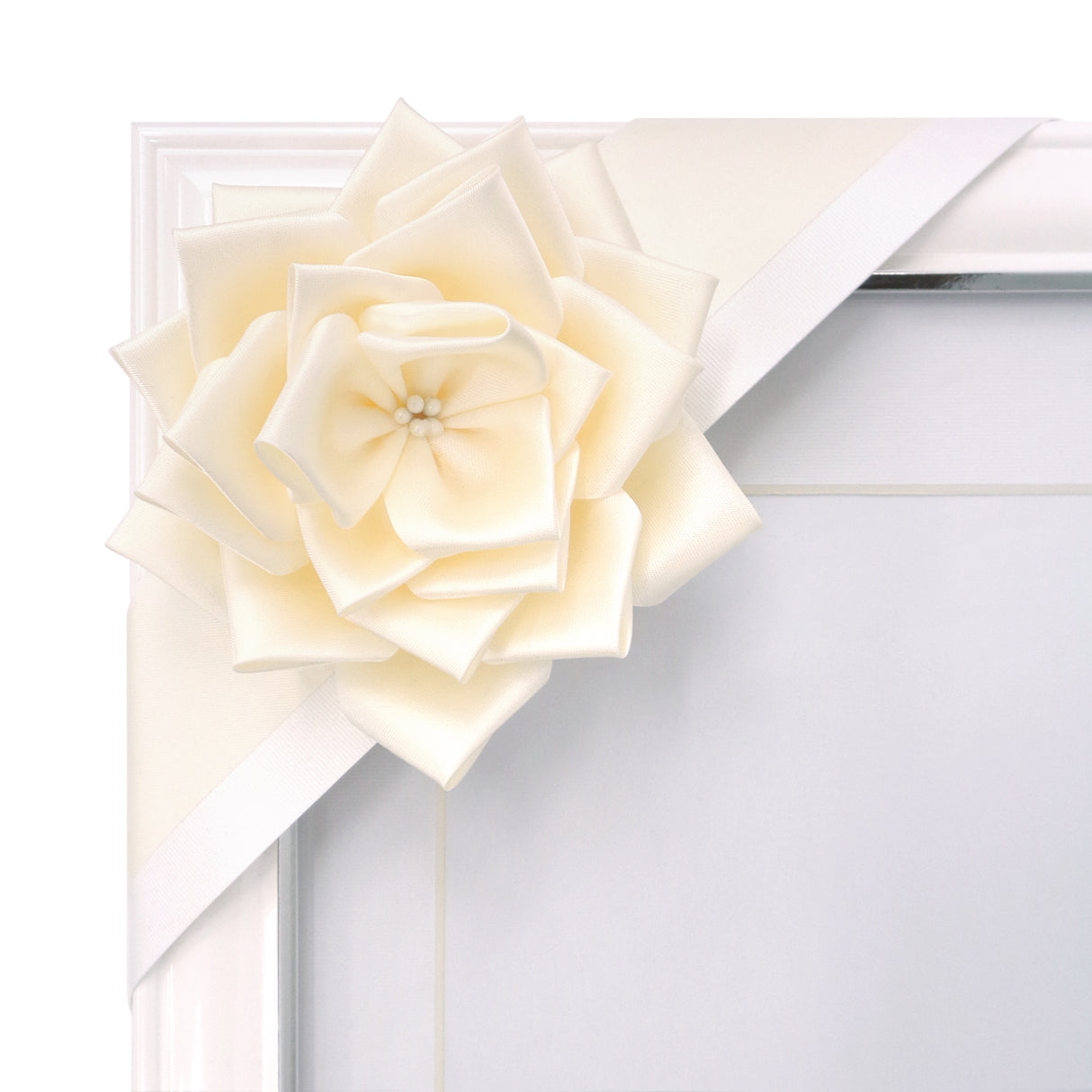 遺影 肖像 額縁用リボン 6段バラリボン アップ パールホワイト