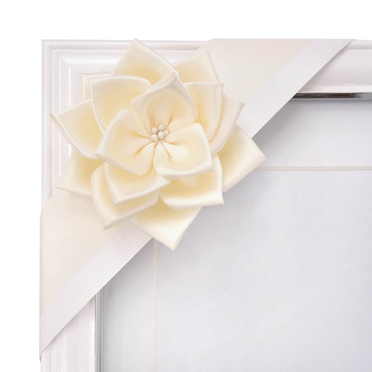 遺影 肖像 額縁用リボン 4段バラリボン アップ パールホワイト