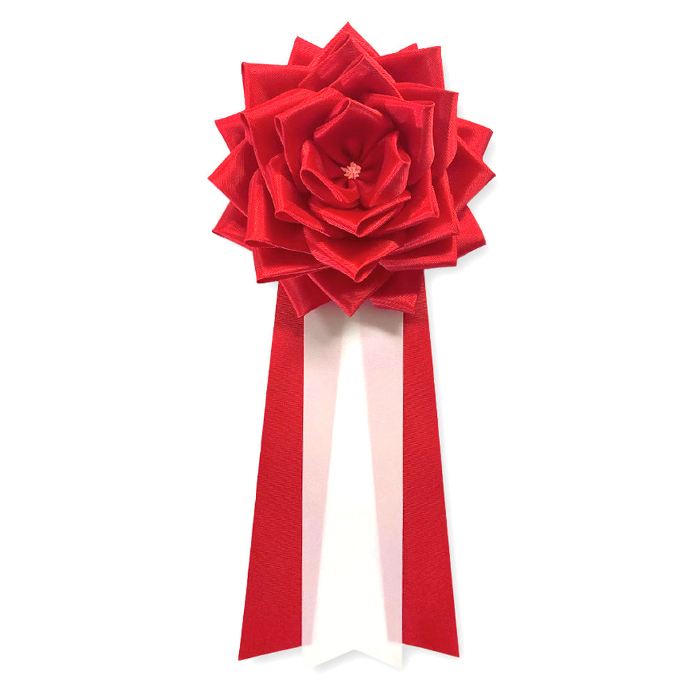 リボン徽章(記章・胸章)特大リボンバラ 1個売り 赤