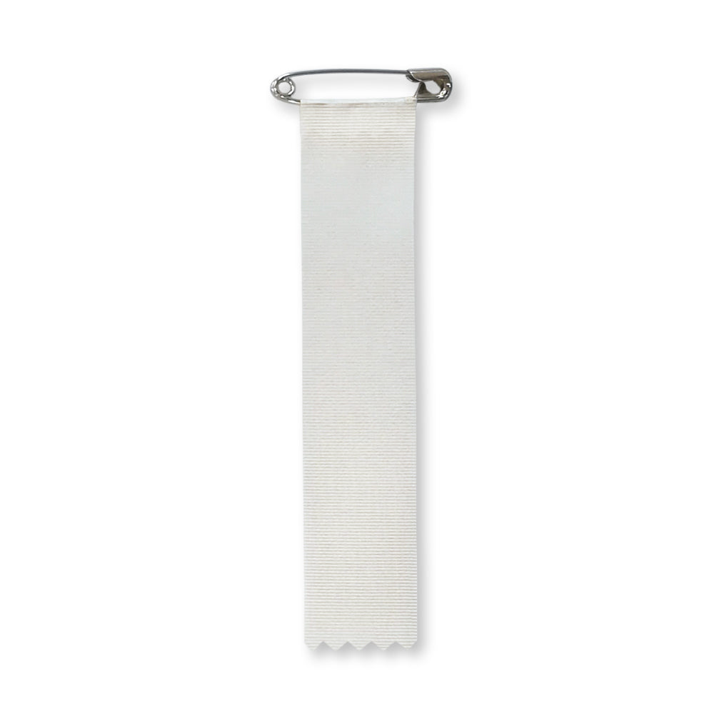 リボン徽章(記章・胸章)ビラ 白