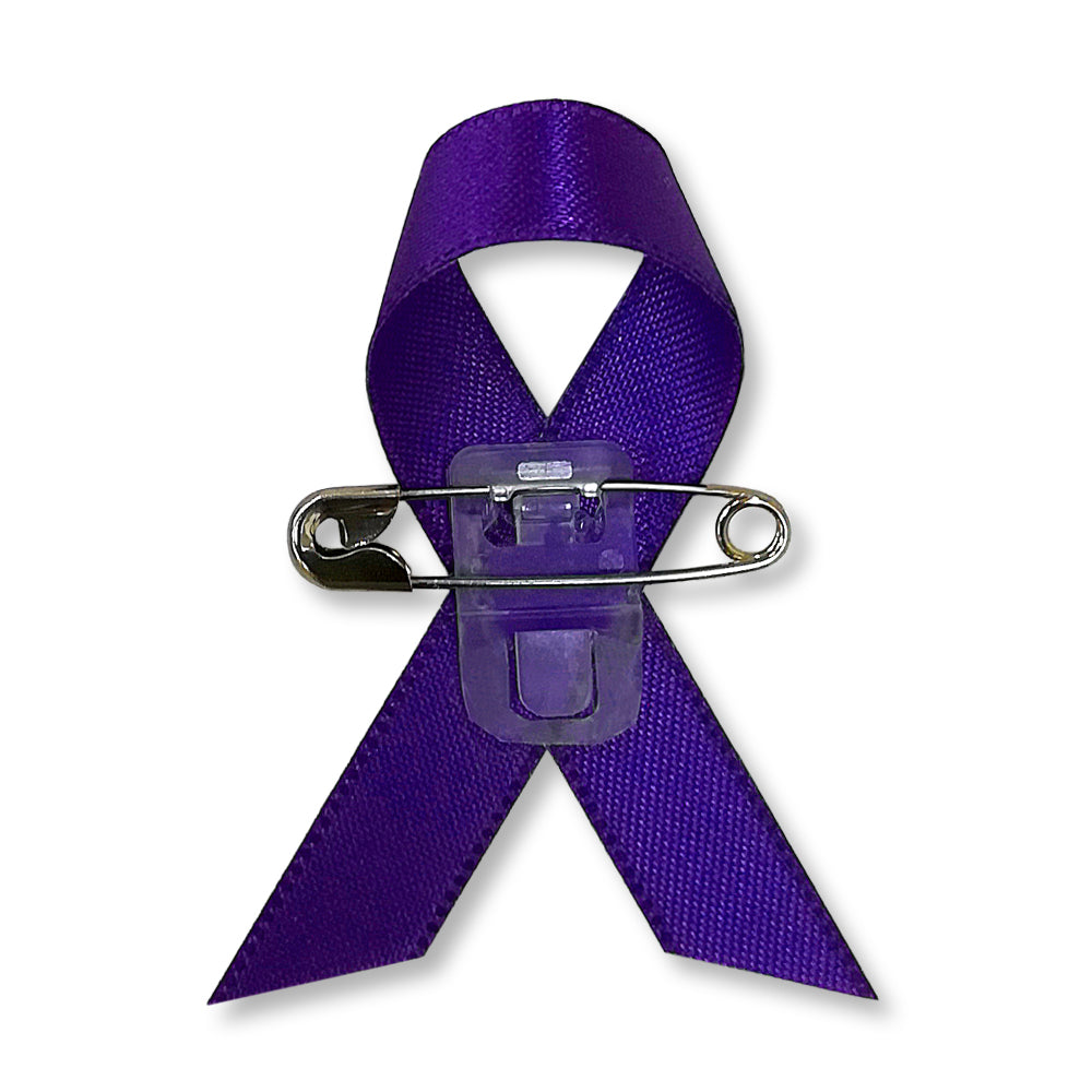 パープルリボン 裏面 安全ピン