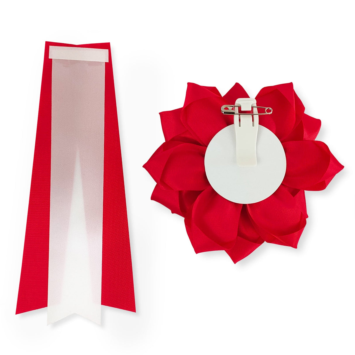 リボン徽章(記章・胸章)大リボンバラ タレとバラの裏側