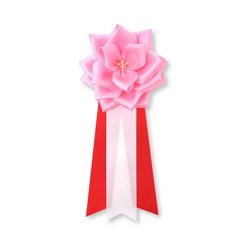 リボン徽章(記章・胸章)中リボンバラ ピンク