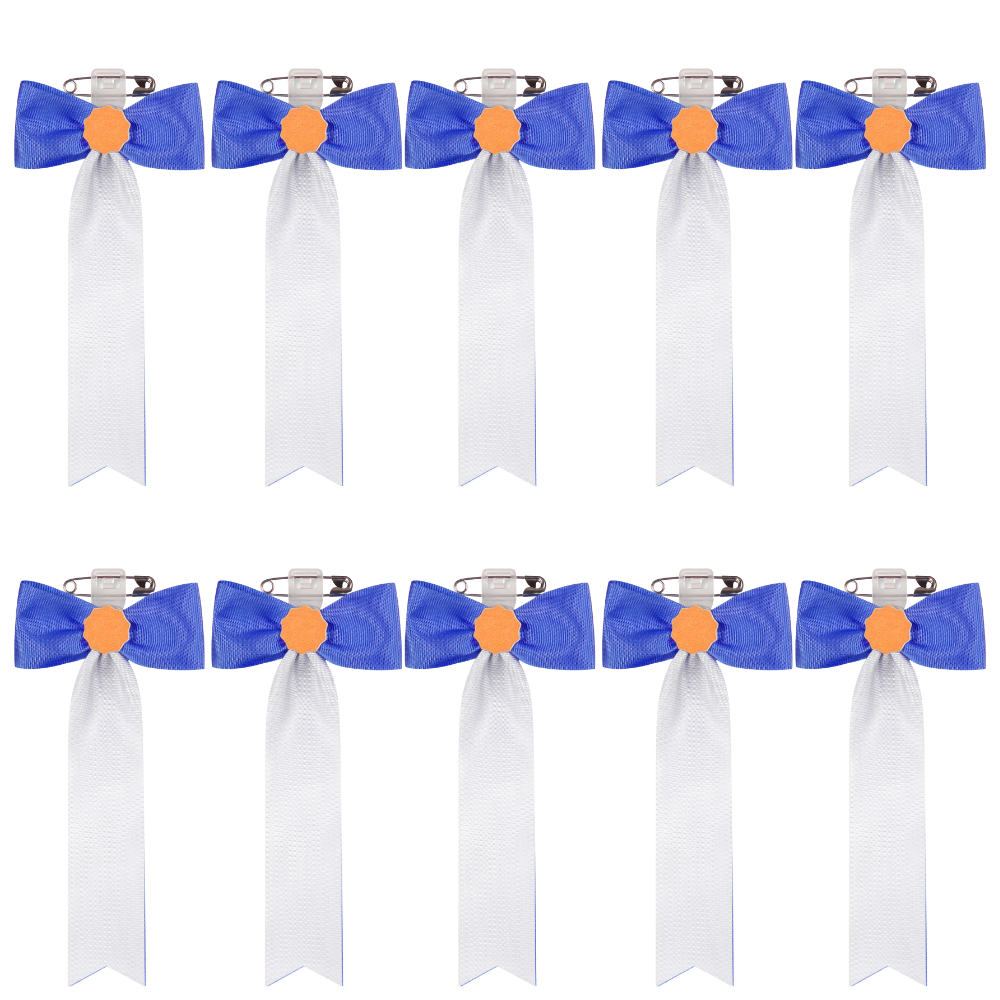 リボン徽章(記章・胸章)蝶タレ 10個セット 横幅:50mm 長さ:120mm 式典 イベント 入学式 卒業式 セレモニー 来賓 表彰 主催者