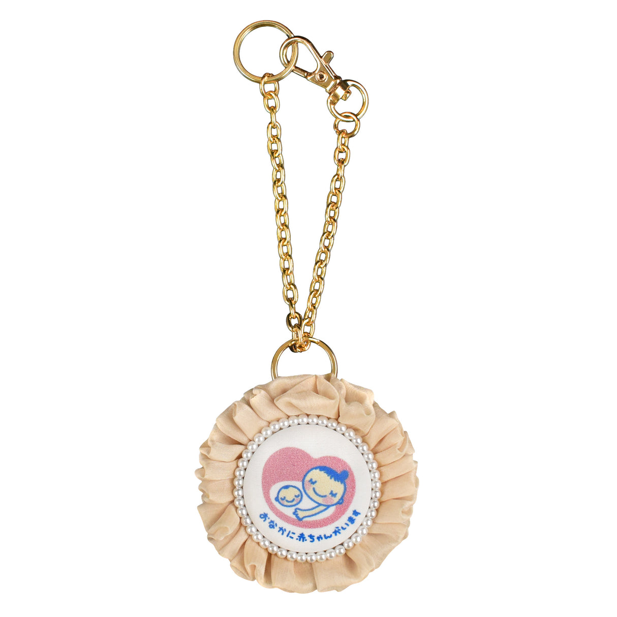 cocomam マタニティマーク キーホルダー 両面仕様 ふわふわシフォンロゼット