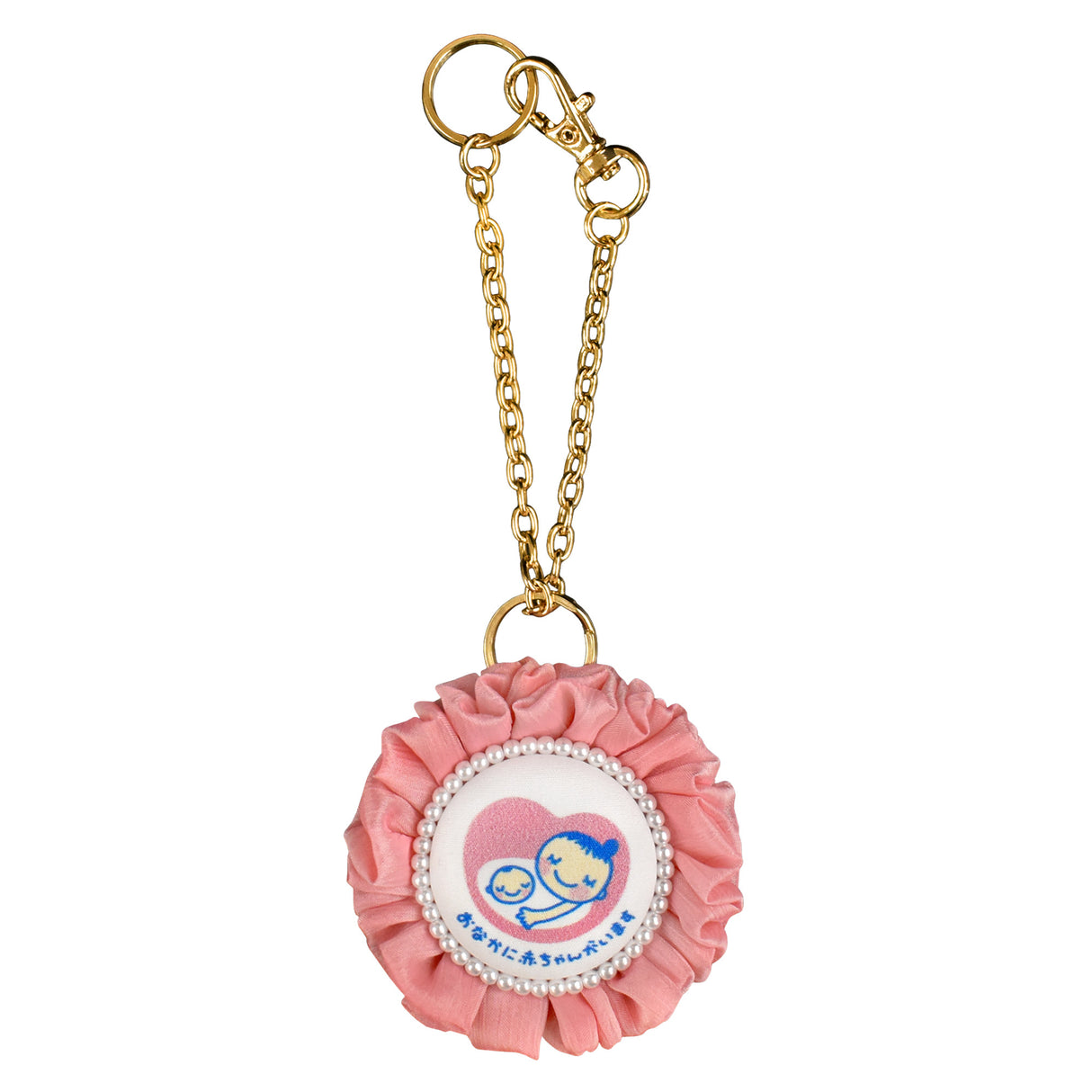 cocomam マタニティマーク キーホルダー 両面仕様 ふわふわシフォンロゼット
