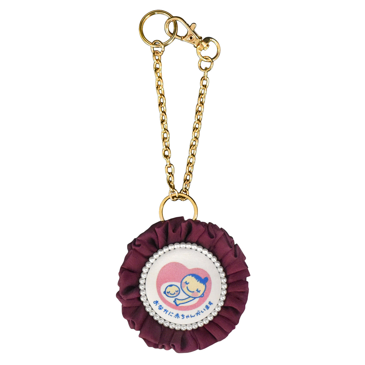 cocomam マタニティマーク キーホルダー 両面仕様 ふわふわシフォンロゼット