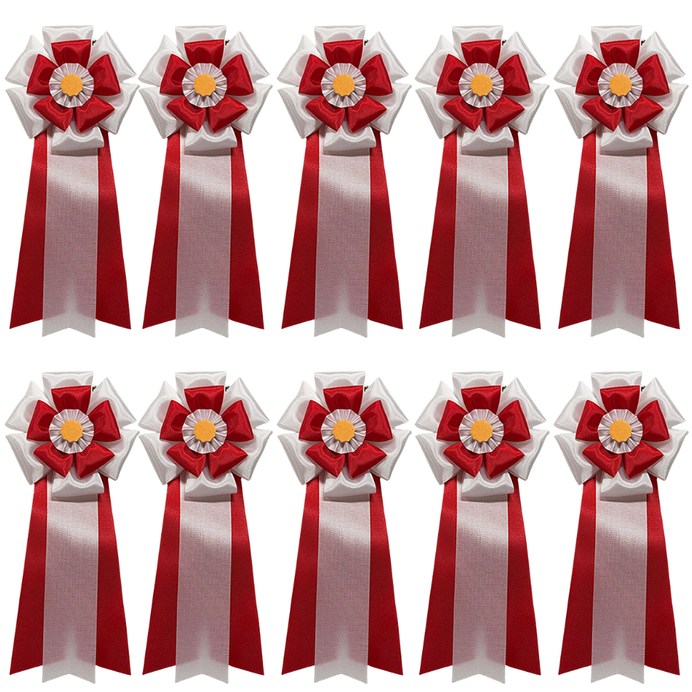 リボン徽章(記章・胸章)二重五方 10個セット 横幅:80mm 長さ:180mm 式典 イベント 入学式 卒業式 セレモニー 来賓 表彰 主催者