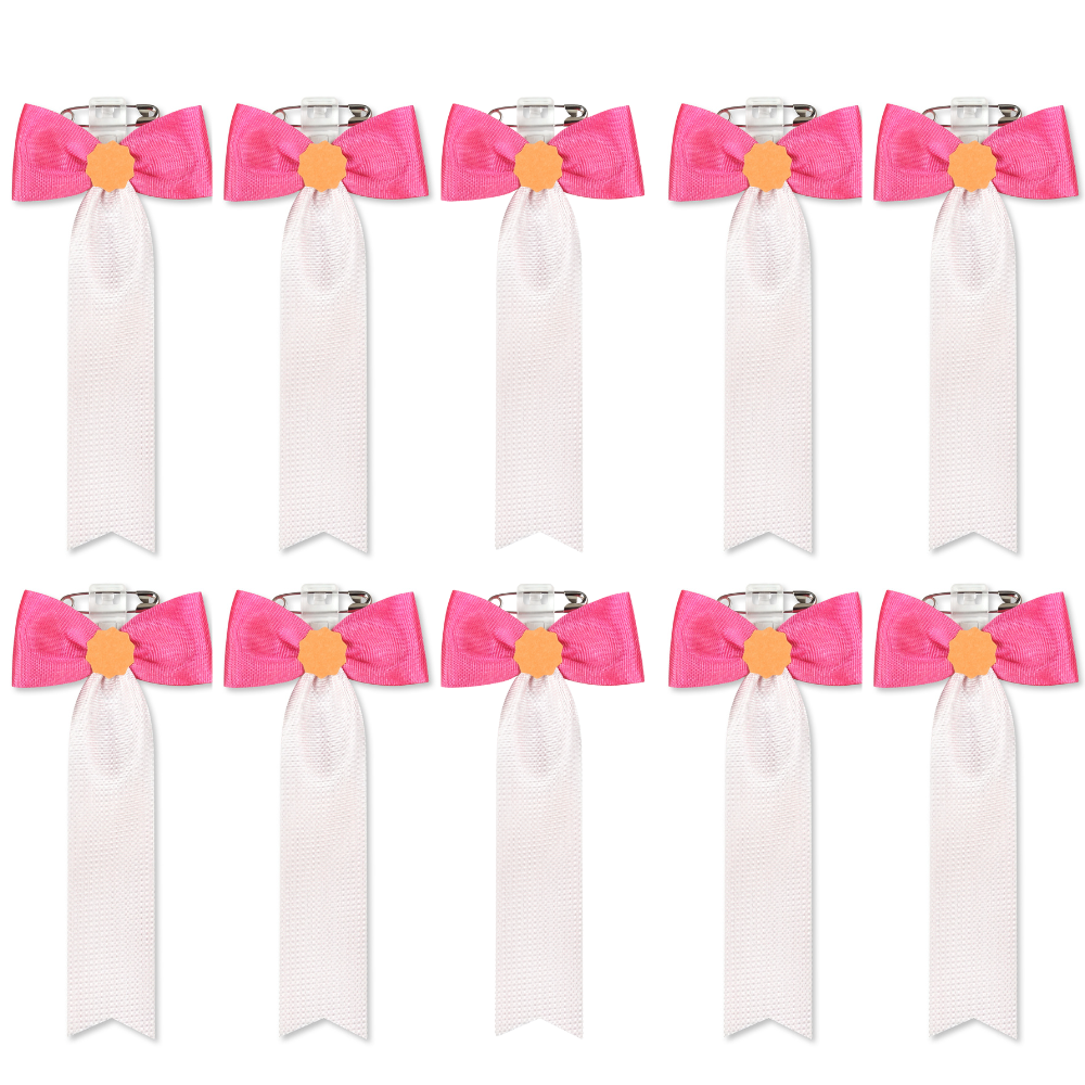 リボン徽章(記章・胸章)蝶タレ 10個セット 横幅:50mm 長さ:120mm 式典 イベント 入学式 卒業式 セレモニー 来賓 表彰 主催者