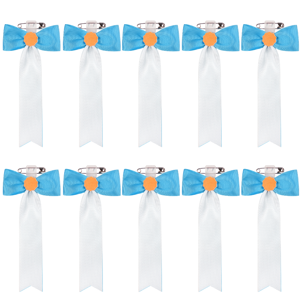 リボン徽章(記章・胸章)蝶タレ 10個セット 横幅:50mm 長さ:120mm 式典 イベント 入学式 卒業式 セレモニー 来賓 表彰 主催者