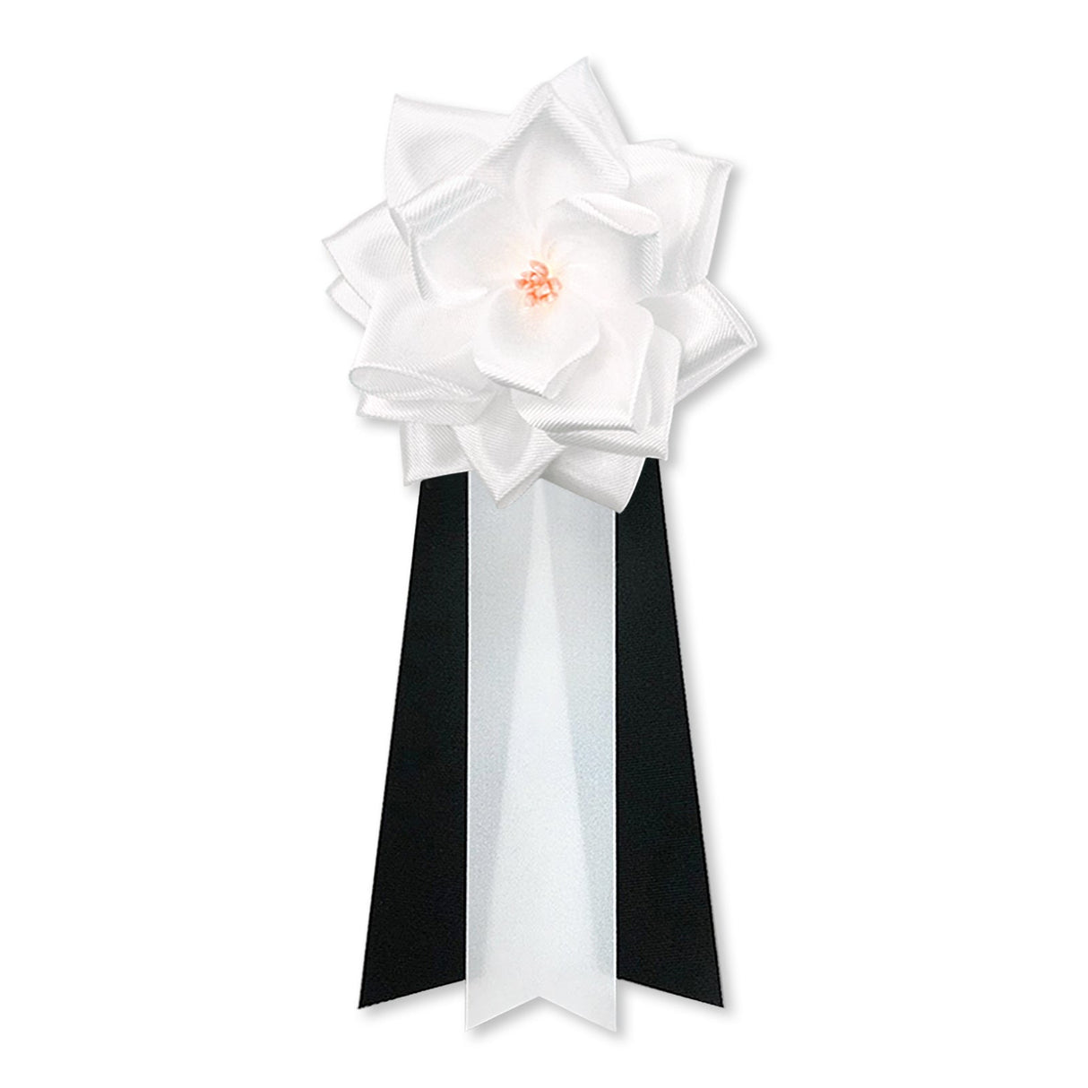 リボン徽章(記章・胸章)中リボンバラ 正面 葬儀用