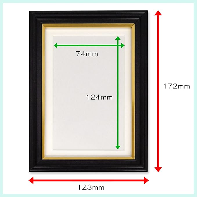 肖像 額縁 はがきサイズ ブラック 木製 縦横兼用 背面スタンド付 マット台紙付 前面ガラス板 フォトフレーム 写真立て