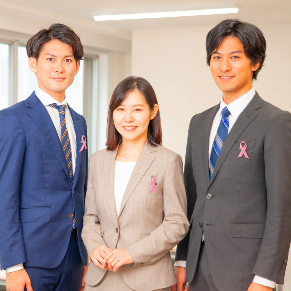 ピンクリボン（安全ピンタイプ） アウェアネスリボン 乳がん検診の早期