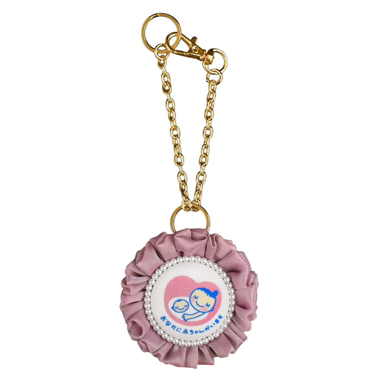 cocomam マタニティマーク キーホルダー 両面仕様 ふわふわシフォンロゼット